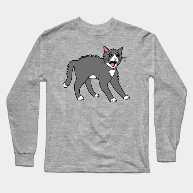 Scared Cat Long Sleeve T-Shirt by Sashen